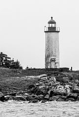 Rustic Franklin Island Lighthouse Tower in Maine -BW